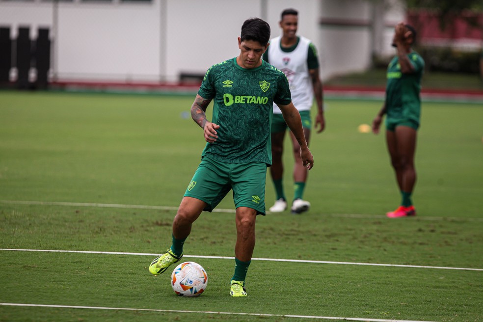Germán Cano em treino do Fluminense — Foto: Marcelo Gonçalves/FFC